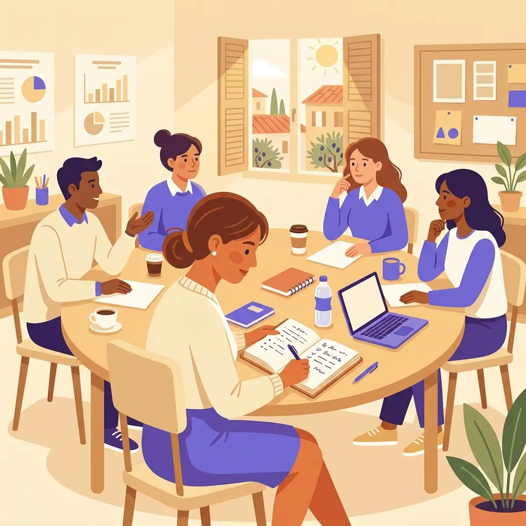 Docente che scrive il verbale durante un consiglio di classe nella scuola italiana