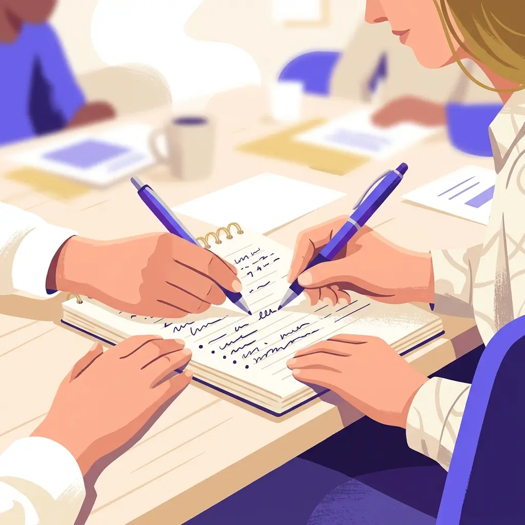 Segretario verbalizzante che prende appunti durante la seduta del consiglio di classe