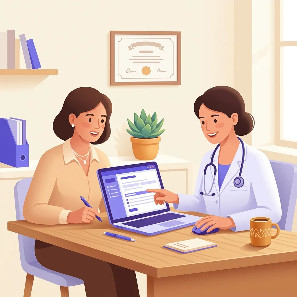 Docente compila il modulo certificato di malattia online insieme al medico di famiglia